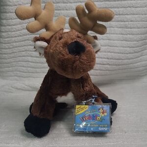 GANZ Webkinz Plush Reindeer with Brown and Black Accents Classi